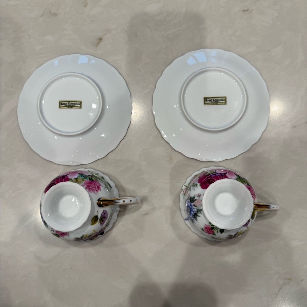Vintage Royal Cotswolds Porcelain Tea Cup and Saucer Set of 2 - Picture 5 of 6